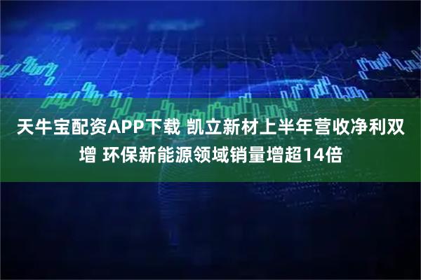 天牛宝配资APP下载 凯立新材上半年营收净利双增 环保新能源领域销量增超14倍